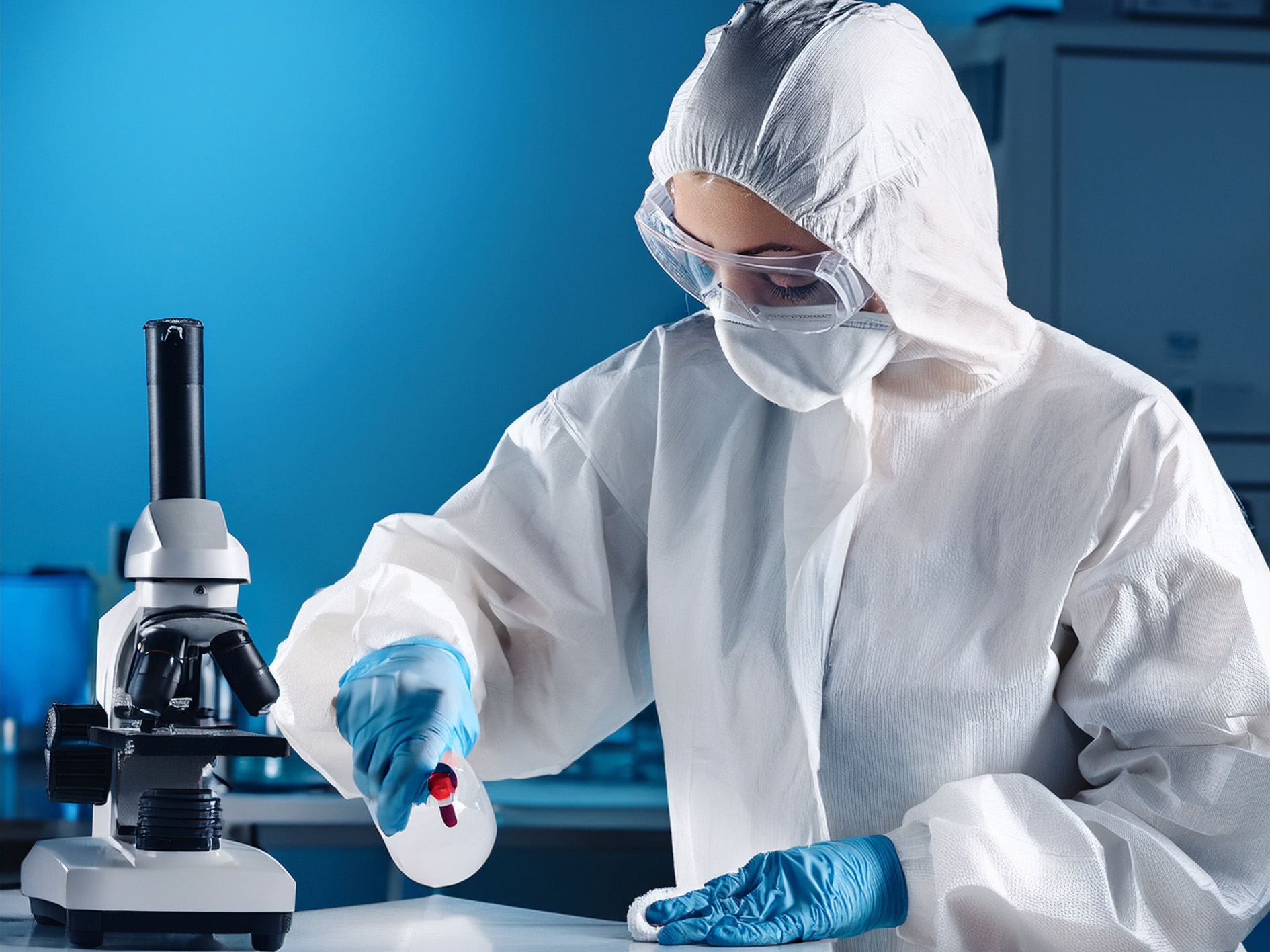 Cleaning validation consultant sterilising a lab